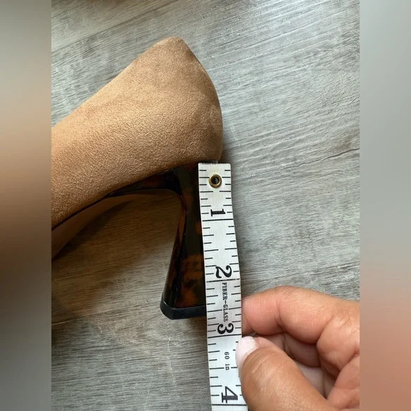 Zara Pointed Toe Faux Suede Tortoise Block Heel Pumps Size 39 (8.5) - Picture 10 of 10